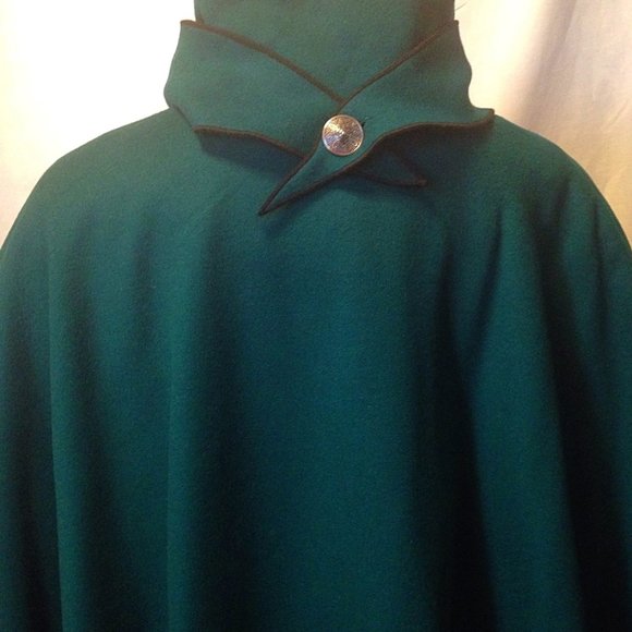 New! Cashmere Blend Wool Teal Cape - Picture 6 of 6